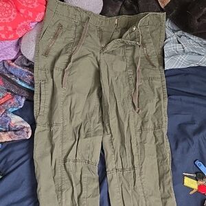 Denver Hayes Green Cargo Pants Lightweight Cotton Blend